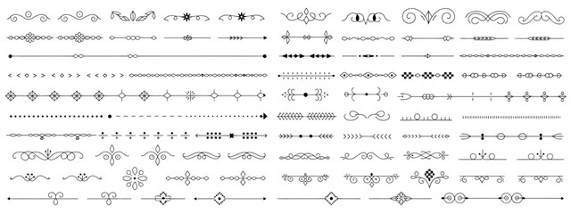 Whimsical, Ornate Line Dividers,  Vintage Flourishes and Embellishments for Design Projects