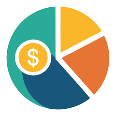 pie chart with dollar sign icon vector on white