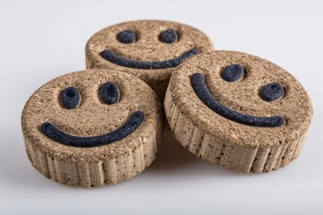 Unique biodegradable smiley face coasters showcasing eco-friendly design and sustainable materials for modern living spaces reflecting cheerful vibes and environmental awareness