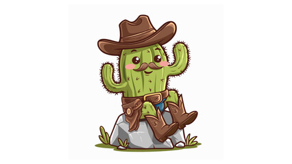 "Cartoon Cowboy Cactus Character – Funny Vector"

