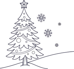 Christmas Tree with Snowflakes in a Festive Winter Illustration
