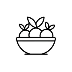 Fruit bowl vector icon symbolizing healthy snacks and fresh organic nutrition