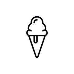 Ice cream cone vector icon illustrating sweet frozen dessert with waffle cone