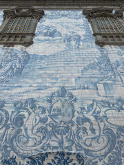 Romantic backstreet, side street or alley in historic old town of Porto Oporto, Portugal with...