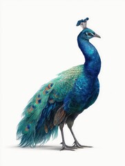 Obraz premium Vibrant peacock displaying feathers natural habitat wildlife photography bright environment side view beauty in nature