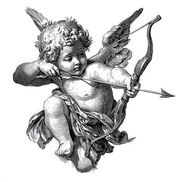 Cupid with bow and arrow art classic vintage.