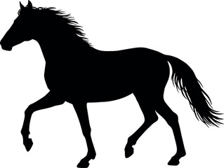 Black horse silhouette galloping elegant equine vector