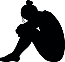 Sad woman silhouette depression concept