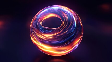 Abstract glowing orb with swirling lines.
