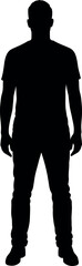 Man silhouette standing full body isolated black white