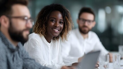 A diverse startup team discussing a clean energy project long title A diverse group of professionals collaborating on a clean energy startup