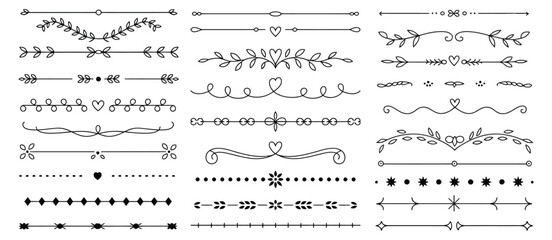 Elegant Ornamental Text Dividers & Vintage Border Elements Vector Set