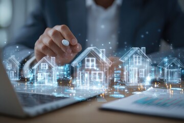 Businessperson designing houses digitally