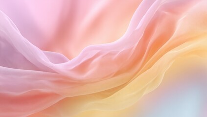 Obraz premium Delicate, flowing fabric in a soft ombre of pinks and yellows