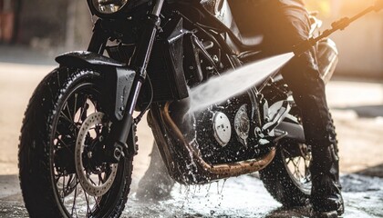 Washing a motorcycle
