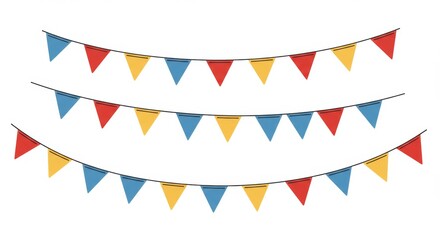 Fototapeta premium Two garlands of colorful triangle pennant flags