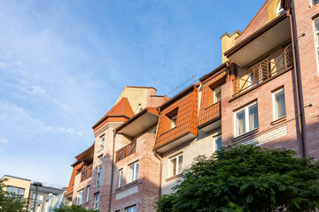 colorful european house with blue sky