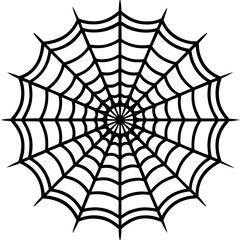Black Silhouette of Intricate Spider Web with Transparent Background