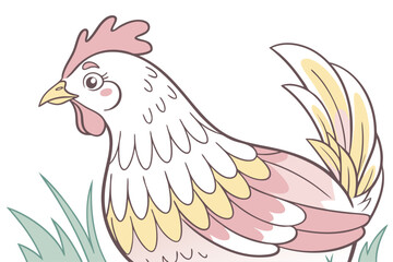 Detailed Watercolor Hen for Easter Clipart Collection
