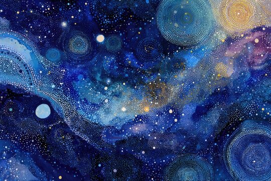 Abstract cosmic swirls, starry night sky, vibrant colors