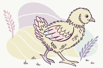 Fototapeta premium Vintage Easter Chicken Watercolor Print 