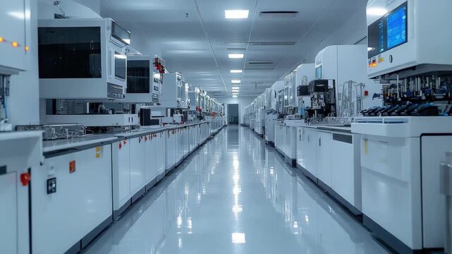 Modern clean room technology with advanced machinery for semiconductor manufacturing process in a high-tech facility