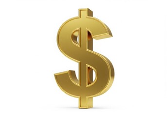 Fototapeta premium Shiny gold dollar sign symbol on a clean white background