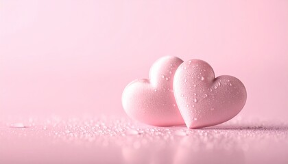 Fototapeta premium A lovely pink background featuring a romantic design of scattered hearts, perfect for a Valentine's Day card or wedding celebration illustration
