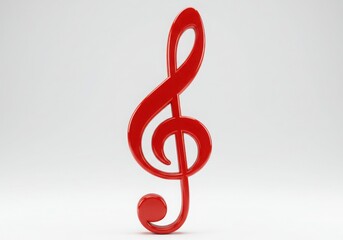 Fototapeta premium Shiny red treble clef symbol on a white background