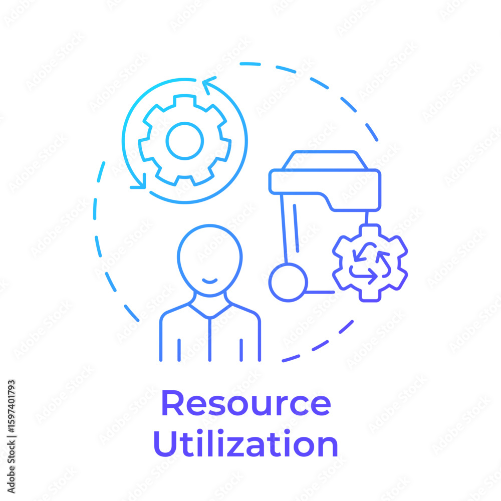 Poster resource utilization blue gradient concept icon. strategic efficient usage. benefit of capacity mana