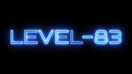 Neon Level 83 text animation. Game Level up sign. - Powered by Adobe