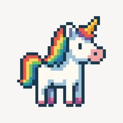 Fototapeta premium Colorful pixelated unicorn illustration.