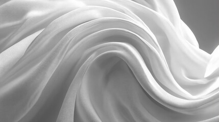 Obraz premium Flowing White Fabric Textile in Motion, Abstract, Studio Background, Photography, Soft, Elegant