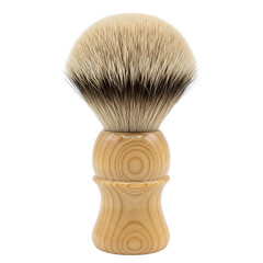 Shaving brush with wooden handle isolated on transparent background