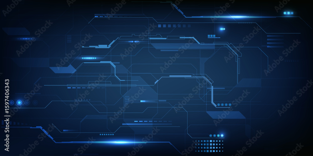 Wall mural abstract digital technology background with hi tech line and circuit patterns.vector illustrations.
