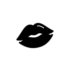 Silhouette of lips with a kiss mark for romantic themes