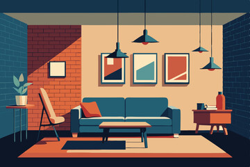 grunge style living room with exposed brick  thrif.svg
