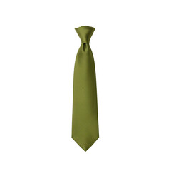Olive green pre-tied necktie with subtle diagonal ribbing detail