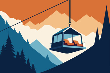 hanging gondola living room swaying above alpine