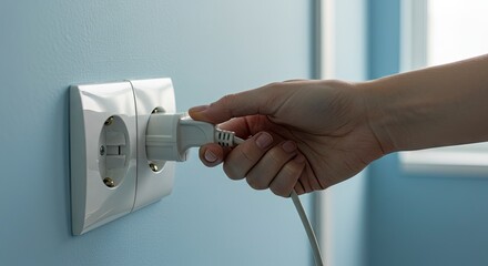 Plugging in Electric outlet and hand
