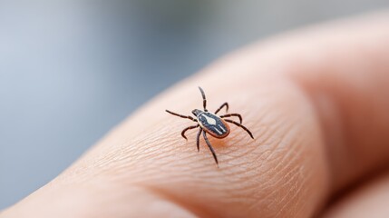 Obraz premium a tiny tick crawling on skin
