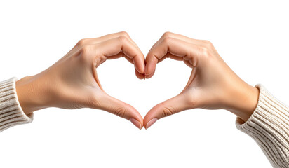 Woman hands showing heart gesture isolated on transparent background