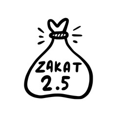 Islamic Zakat Bag Doodle Illustration