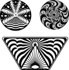 Wave Psychedelic Pattern Posters Abstract Retro Groovy Vector Art (EPS)"