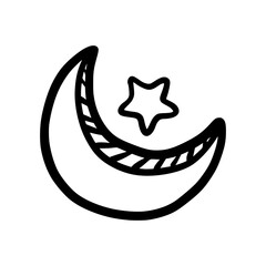 Islamic Moon and Star Doodle Vector