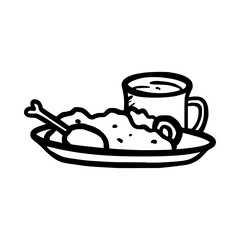 Hand-Drawn Iftar Meal Doodle Icon