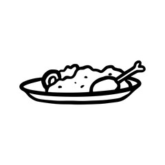 Hand-Drawn Iftar Meal Doodle Icon