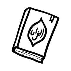 Hand-Drawn Quran Book Doodle Vector