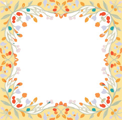 Fototapeta premium Delicate floral border with pastel colors and organic shapes botanical illustration decorative frame