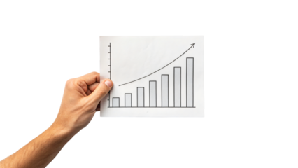 Hand drawing a financial growth chart on a paper, symbolizing business success and market profit increase